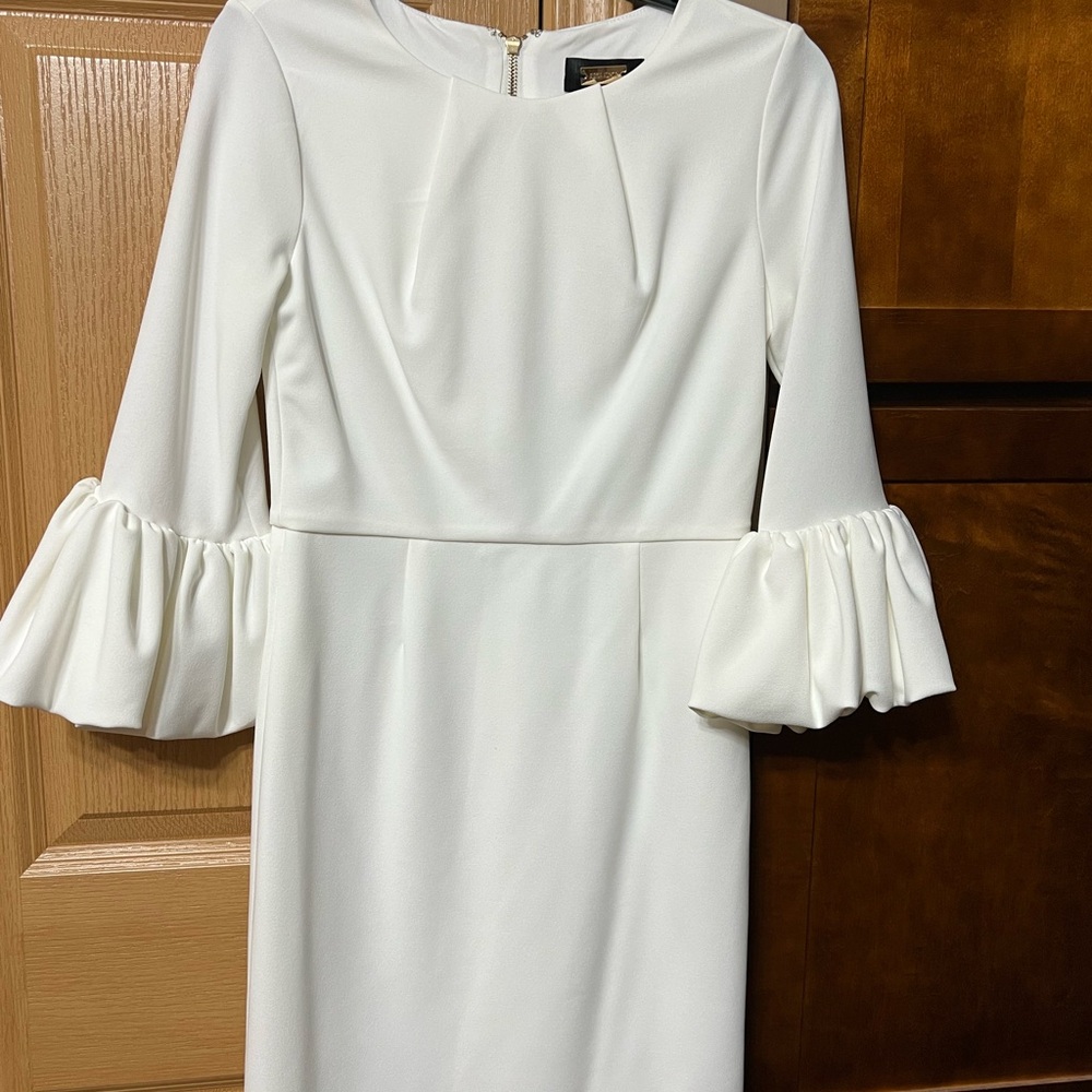 Alexia Admor White Long Sleeve Dress with Ruffle Cuffs